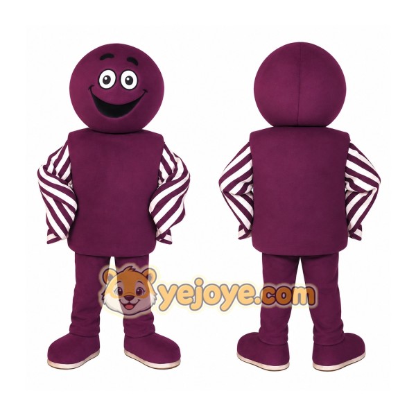 Purple White Smiling Character Mascot Costume