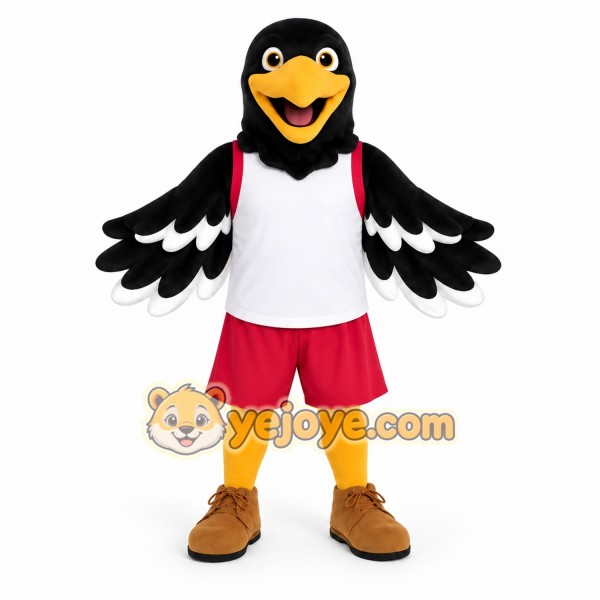 Black Yellow Red White Hawk Mascot Costume