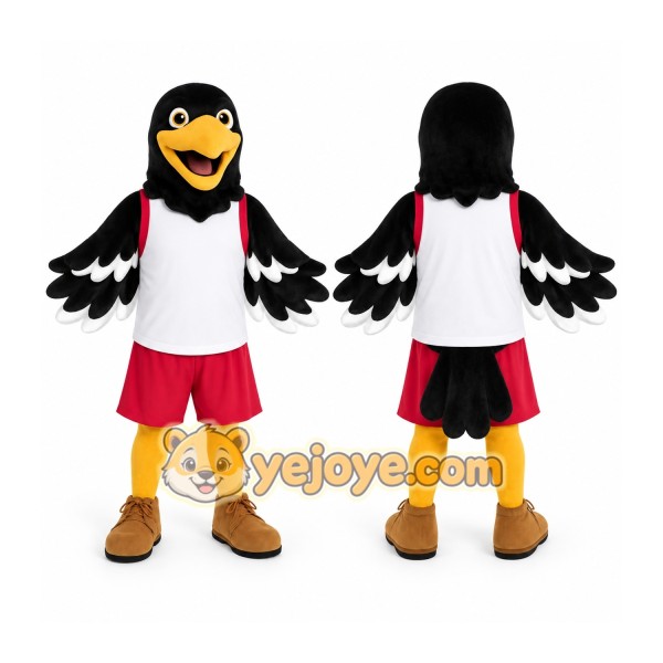 Black Yellow Red White Hawk Mascot Costume