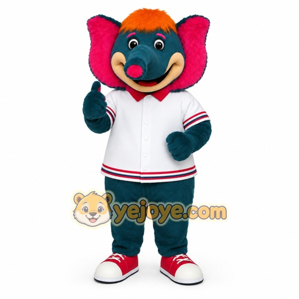 Teal Pink Orange Elephant Mascot Costume Teal Pink Orange Elephant Mascot Costume