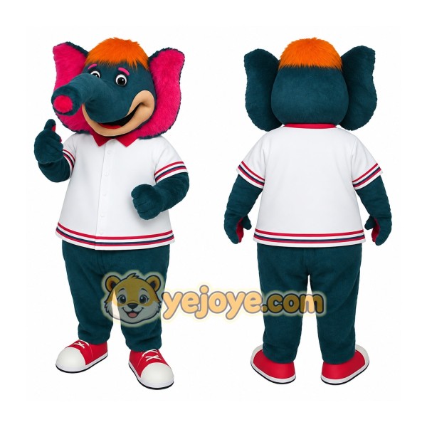 Teal Pink Orange Elephant Mascot Costume