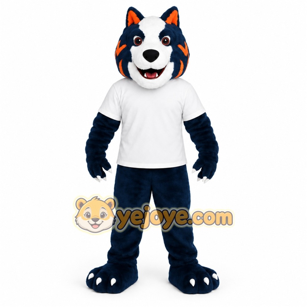 Navy White Orange Husky Dog Mascot Costume