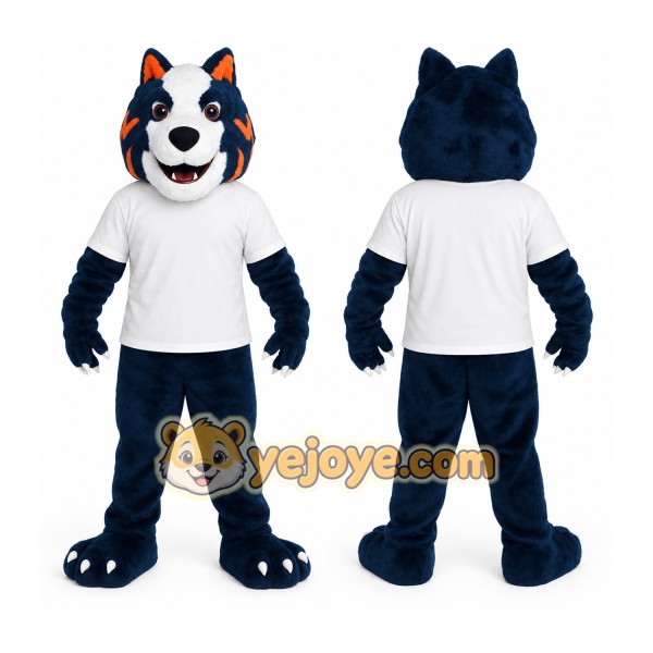 Navy White Orange Husky Dog Mascot Costume