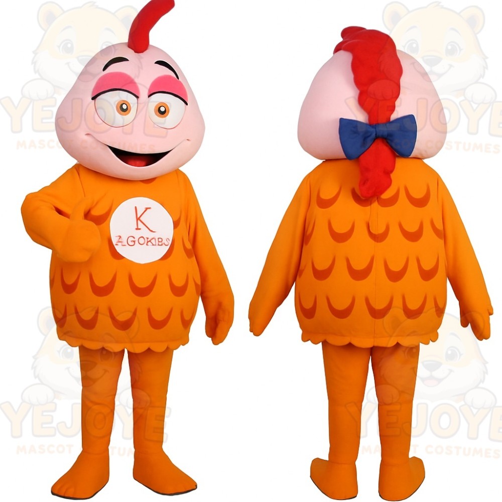 Orange Pink Chicken Mascot Costume