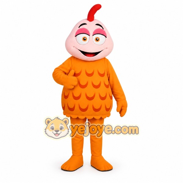 Orange Pink Chicken Mascot Costume Orange Pink Chicken Mascot Costume