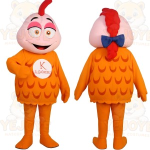 Orange Pink Chicken Mascot Costume
