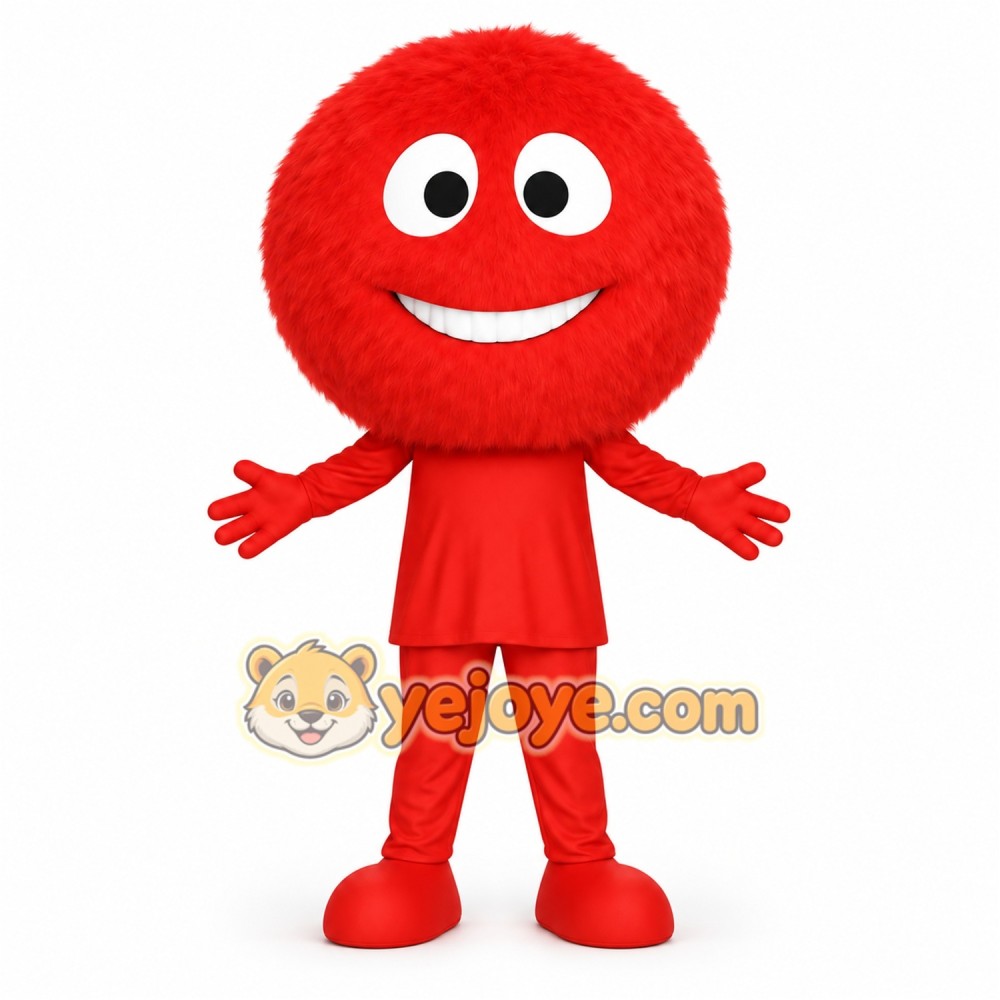 Red Blue Fuzzy Smiley Face Mascot Costume Red Blue Fuzzy Smiley Face Mascot Costume