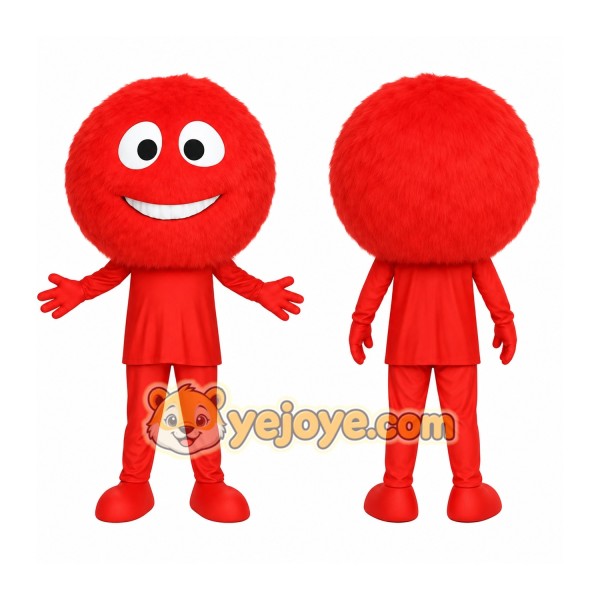 Red Blue Fuzzy Smiley Face Mascot Costume