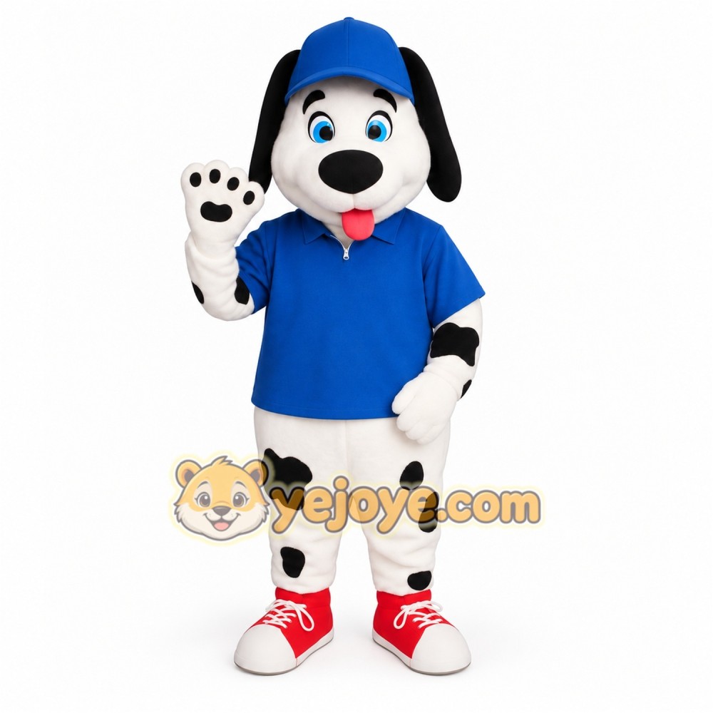 White Black Blue Dalmatian Dog Mascot Costume White Black Blue Dalmatian Dog Mascot Costume