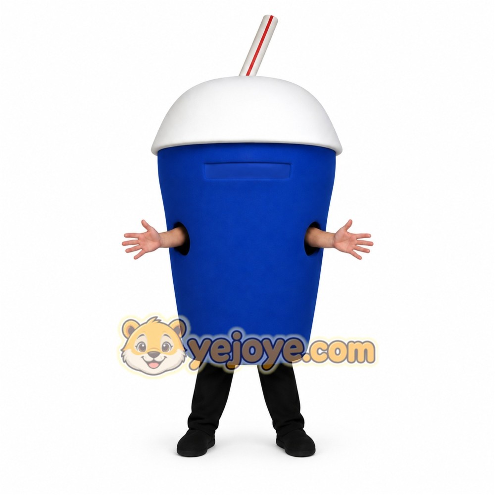 Blue White Slushie Cup Mascot Costume Blue White Slushie Cup Mascot Costume