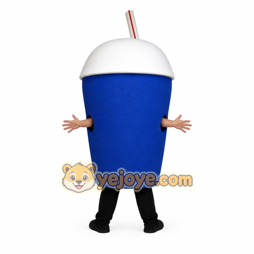 Blue White Slushie Cup Mascot Costume Blue White Slushie Cup Mascot Costume