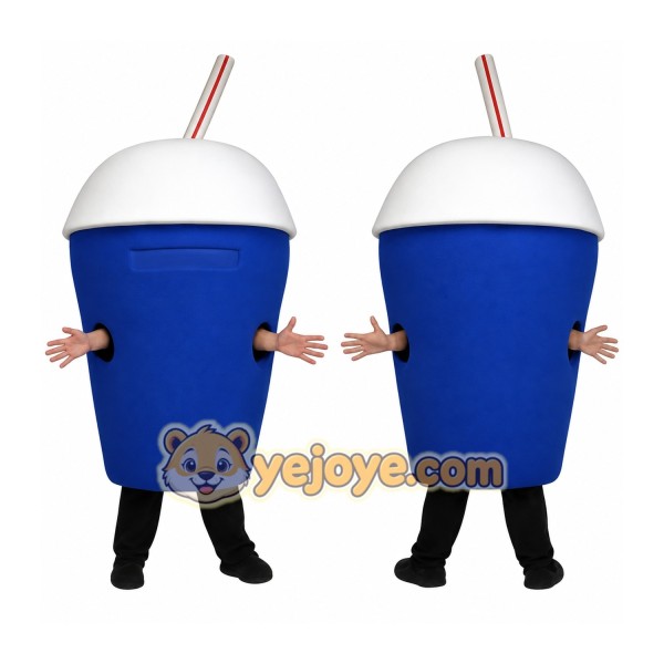 Blue White Slushie Cup Mascot Costume