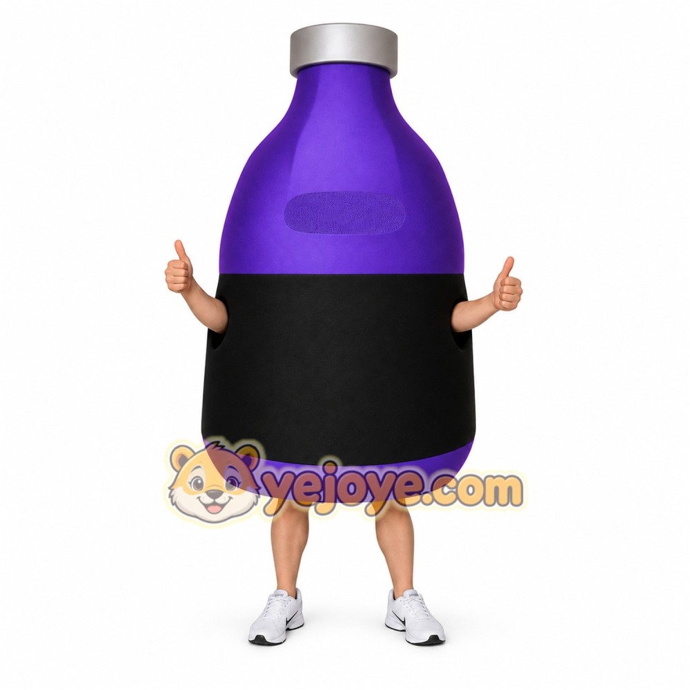 Purple Black Drink Bottle Mascot Costume Purple Black Drink Bottle Mascot Costume