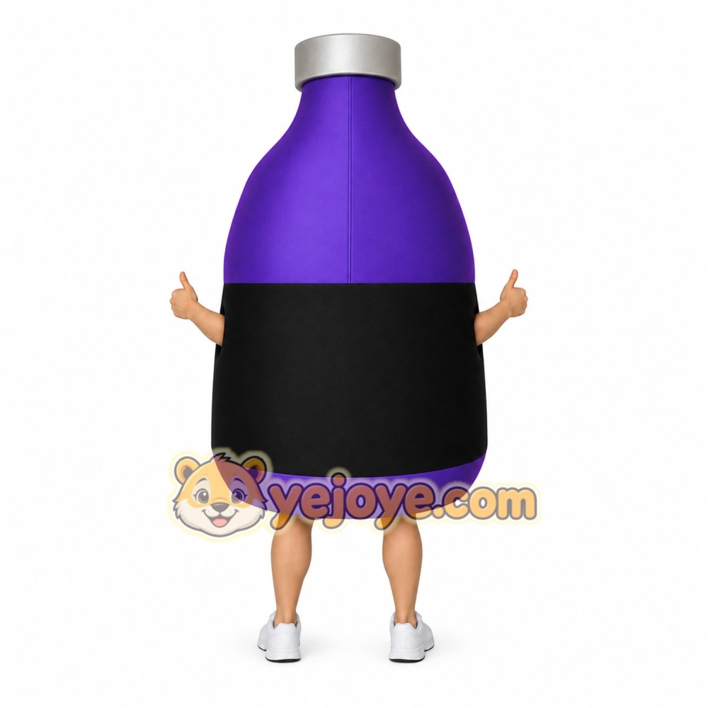Purple Black Drink Bottle Mascot Costume Purple Black Drink Bottle Mascot Costume