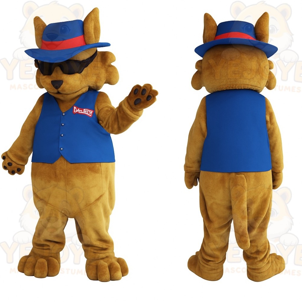 Brown Blue Sunglasses Dog Mascot Costume