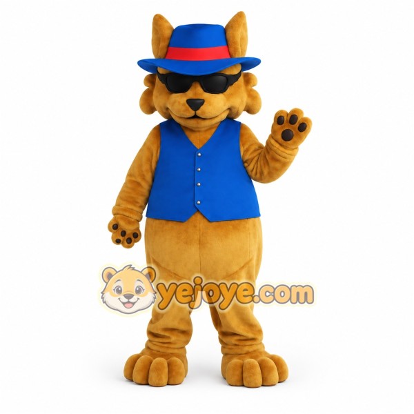 Brown Blue Sunglasses Dog Mascot Costume Brown Blue Sunglasses Dog Mascot Costume
