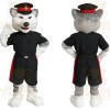 Gray White Husky Police Officer Mascot Costume