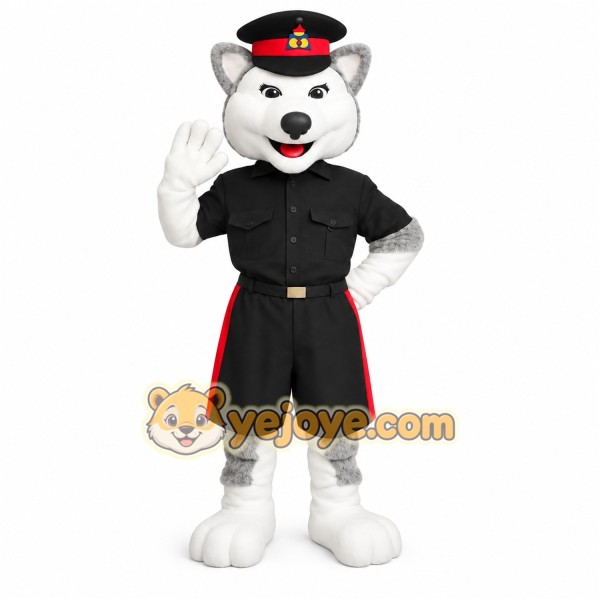 Gray White Husky Police Officer Mascot Costume Gray White Husky Police Officer Mascot Costume