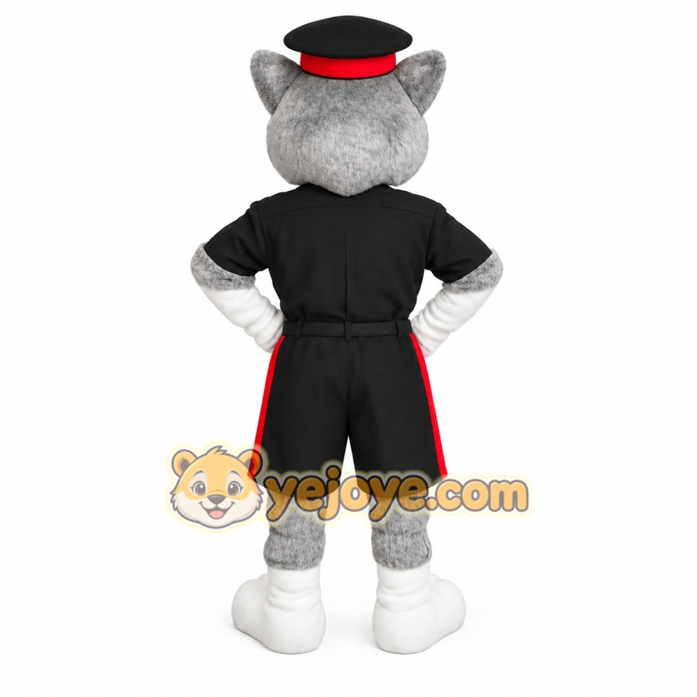 Gray White Husky Police Officer Mascot Costume