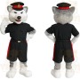 Gray White Husky Police Officer Mascot Costume