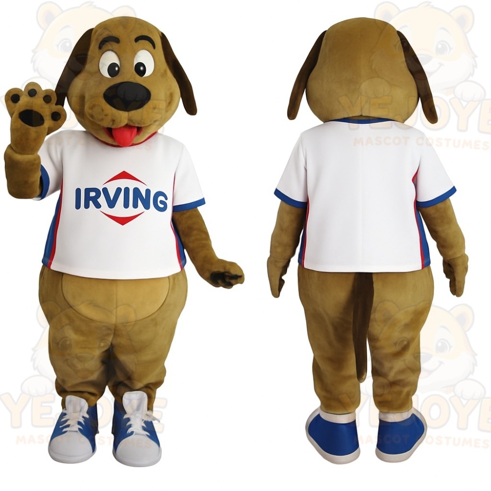 Brown White Blue Dog Mascot Costume