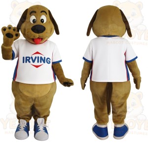 Brown White Blue Dog Mascot Costume