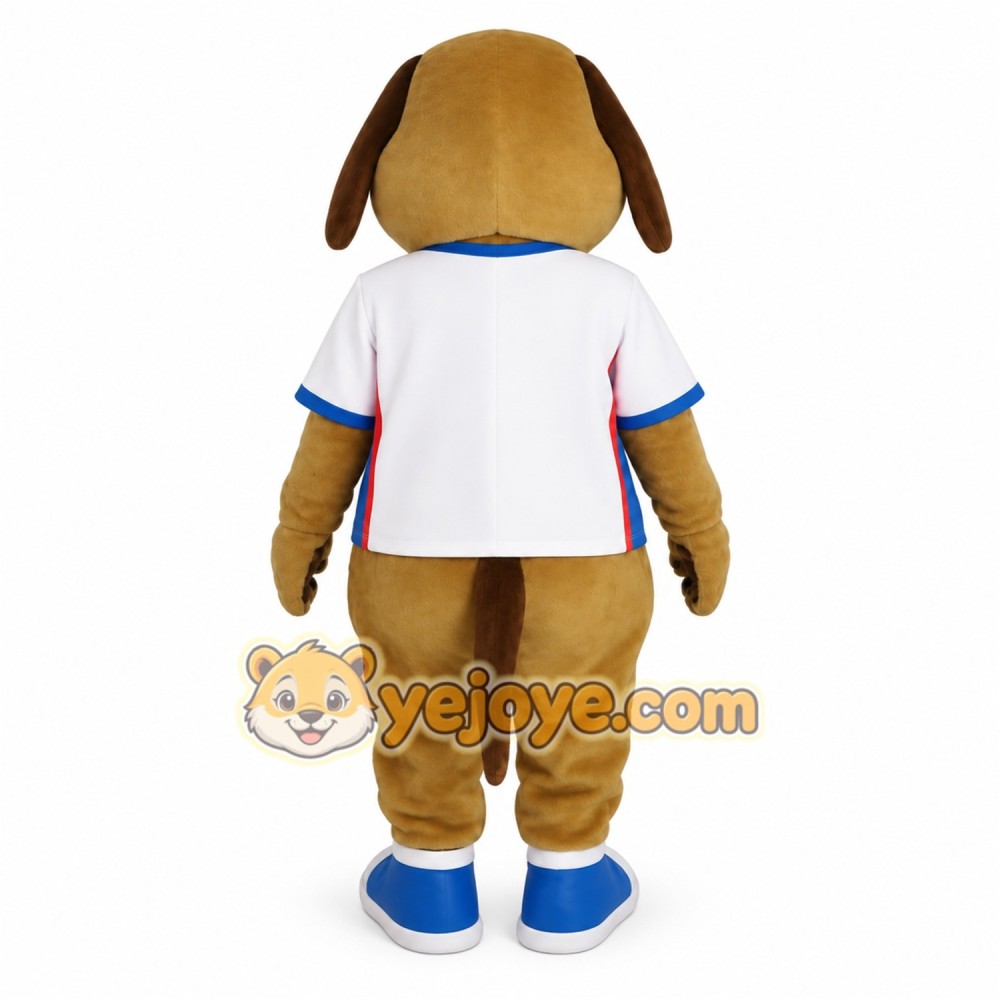 Brown White Blue Dog Mascot Costume