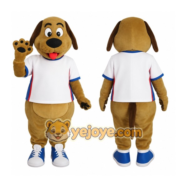Brown White Blue Dog Mascot Costume