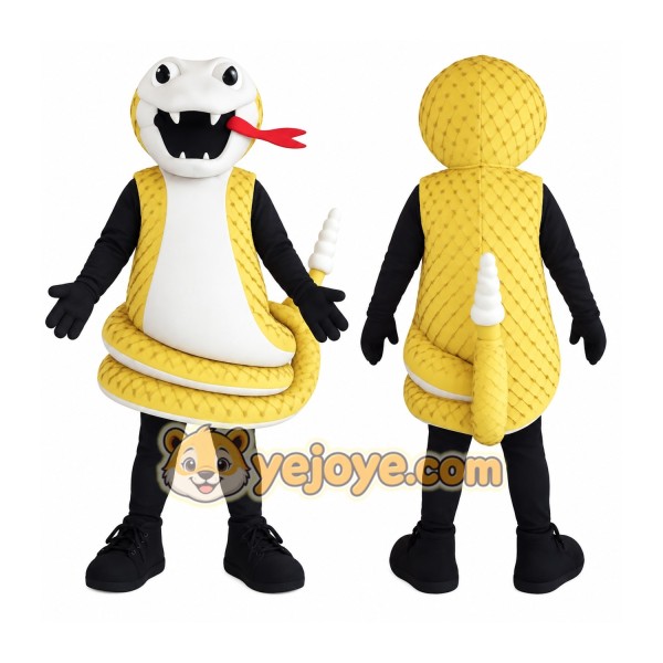 Yellow White Cobra Snake Mascot Costume