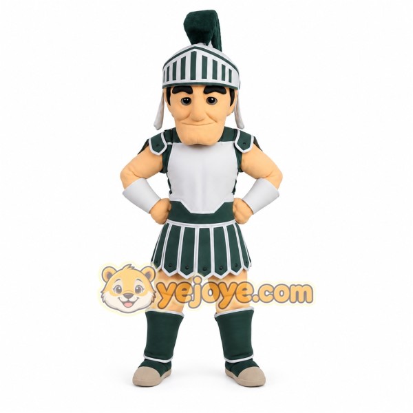 Green White Spartan Warrior Mascot Costume