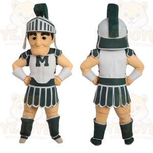 Green White Spartan Warrior Mascot Costume
