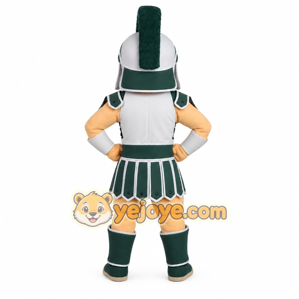 Green White Spartan Warrior Mascot Costume