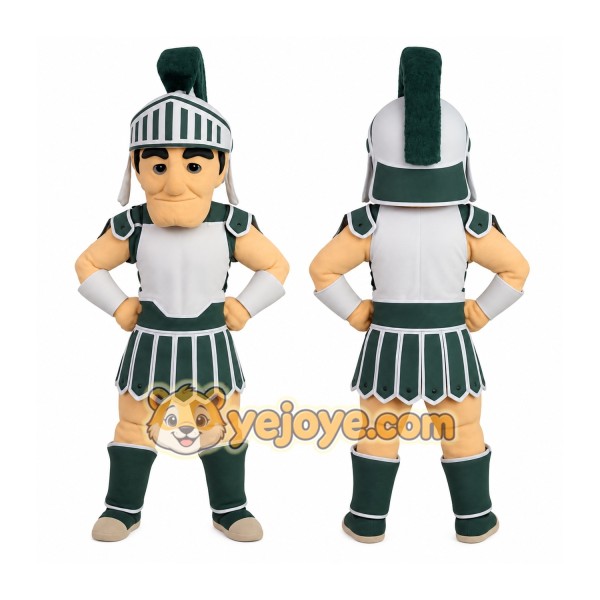 Green White Spartan Warrior Mascot Costume