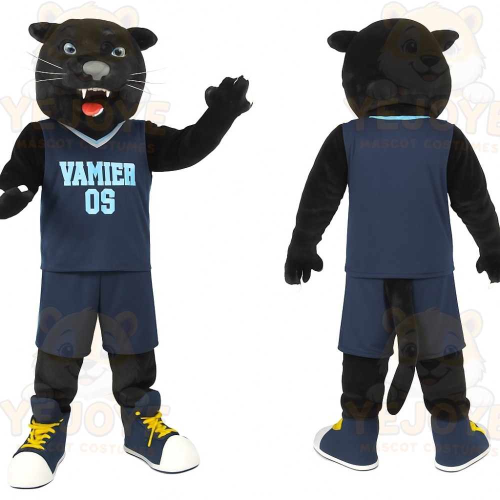 Black Navy Basketball Panther Mascot Costume