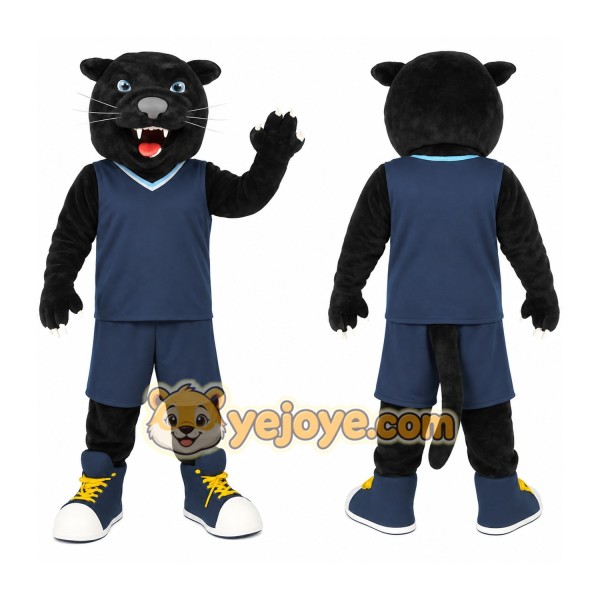 Black Navy Basketball Panther Mascot Costume