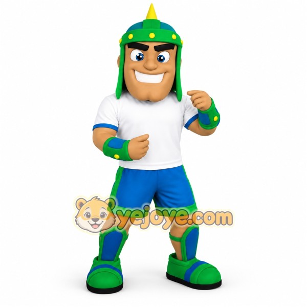 Green Blue White Viking Man Mascot Costume