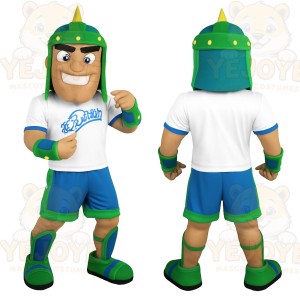 Green Blue White Viking Man Mascot Costume