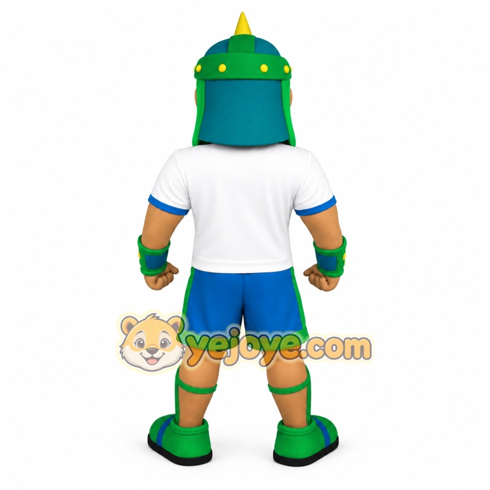 Green Blue White Viking Man Mascot Costume