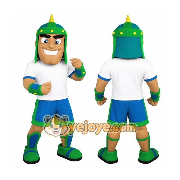 Green Blue White Viking Man Mascot Costume