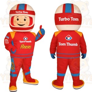 Red Blue Race Car Driver Mascot Costume
