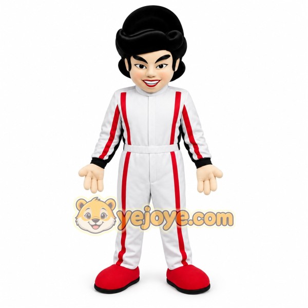 White Red Race Car Driver Mascot Costume