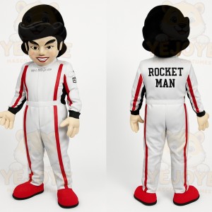 White Red Race Car Driver Mascot Costume