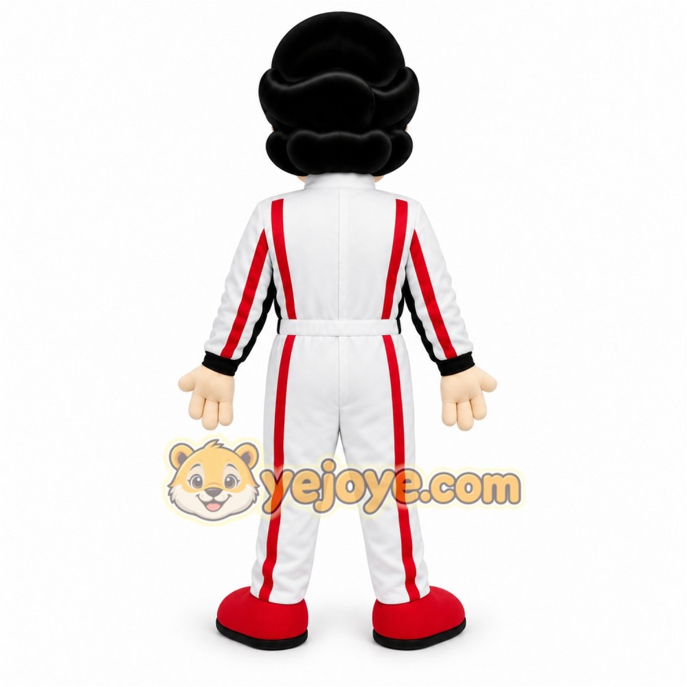 White Red Race Car Driver Mascot Costume White Red Race Car Driver Mascot Costume