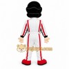 White Red Race Car Driver Mascot Costume White Red Race Car Driver Mascot Costume