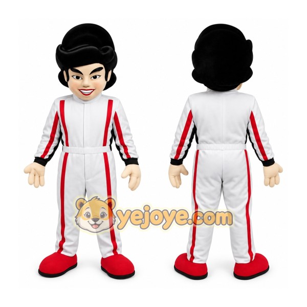 White Red Race Car Driver Mascot Costume
