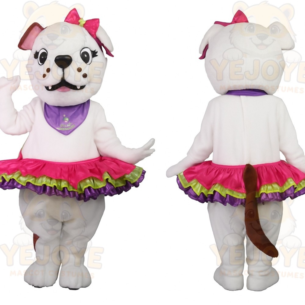 White Pink Purple Girl Dog Mascot Costume