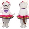 White Pink Purple Girl Dog Mascot Costume