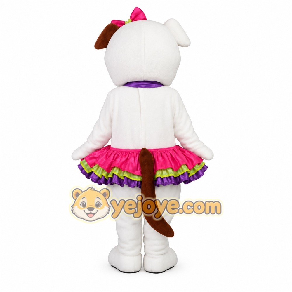 White Pink Purple Girl Dog Mascot Costume White Pink Purple Girl Dog Mascot Costume