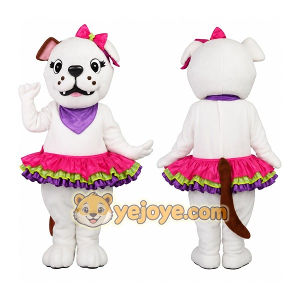 White Pink Purple Girl Dog Mascot Costume