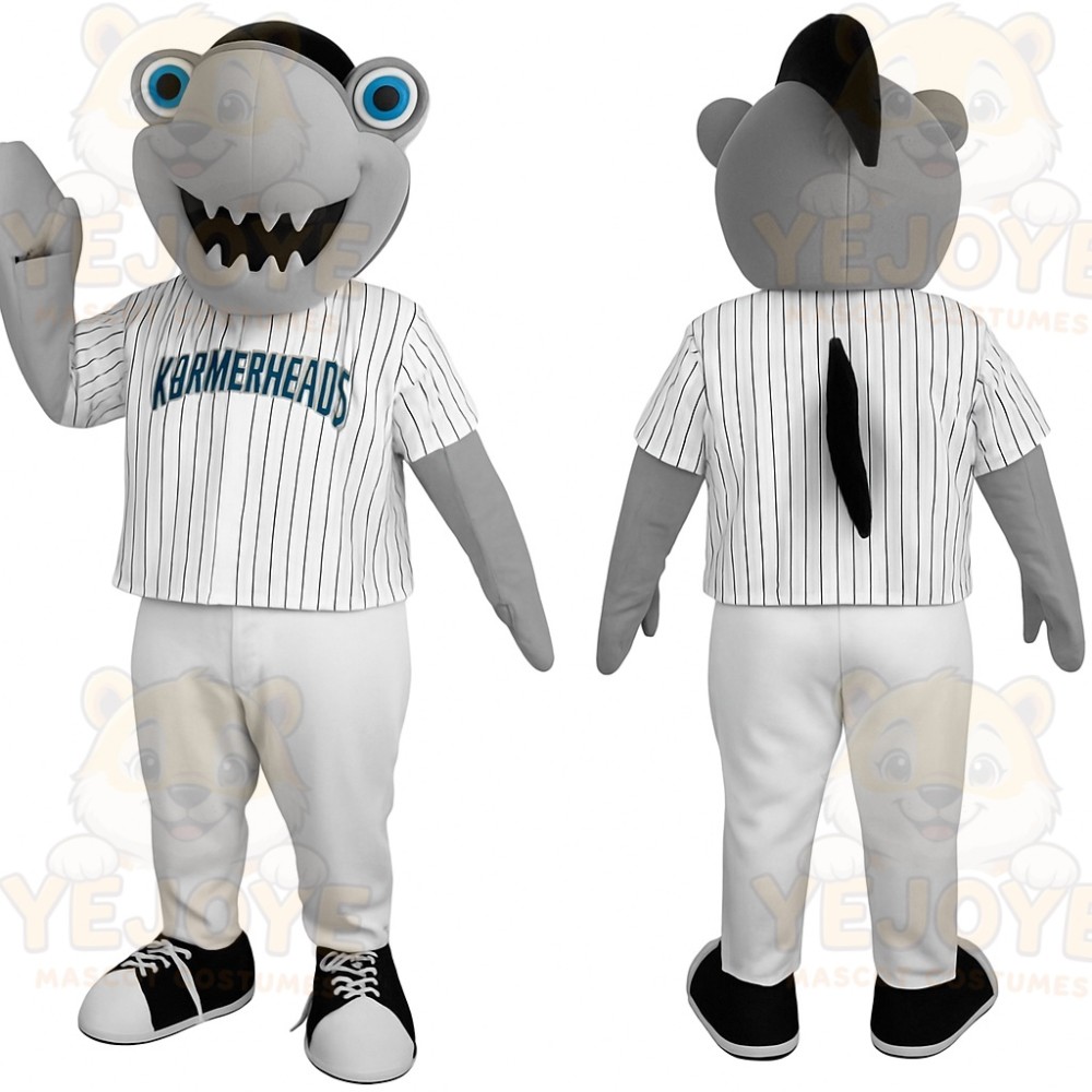 Gray White Hammerhead Shark Mascot Costume